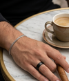 The Vincent | Silver Cuban Chain Bracelet & Matte Black Ring Set – Premium Stainless Steel Men's Jewelry