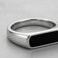Sterling Silver Men's Signet Ring with Black Onyx Inlay – Minimalist Bold Band