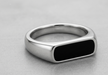 Sterling Silver Men's Signet Ring with Black Onyx Inlay – Minimalist Bold Band