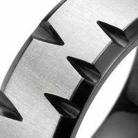 Men's Black & Silver Tungsten Carbide Ring – Faceted Diagonal Design Wedding Band