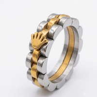 Royal Crown Chain-Link Ring – Gold Plated Two-Tone Stainless Steel