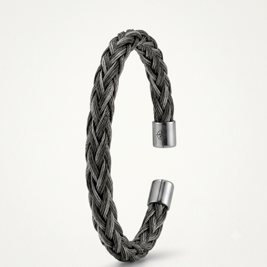 Men's Braided Stainless Steel Cable Cuff Bracelet
