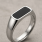 Sterling Silver Men's Signet Ring with Black Onyx Inlay – Minimalist Bold Band
