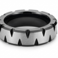 Men's Black & Silver Tungsten Carbide Ring – Faceted Diagonal Design Wedding Band